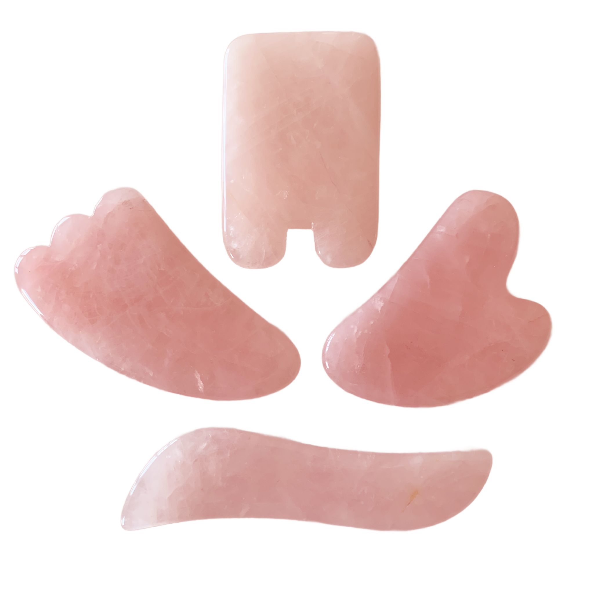 Gua Sha Set, Rose Quartz, 4 Piece