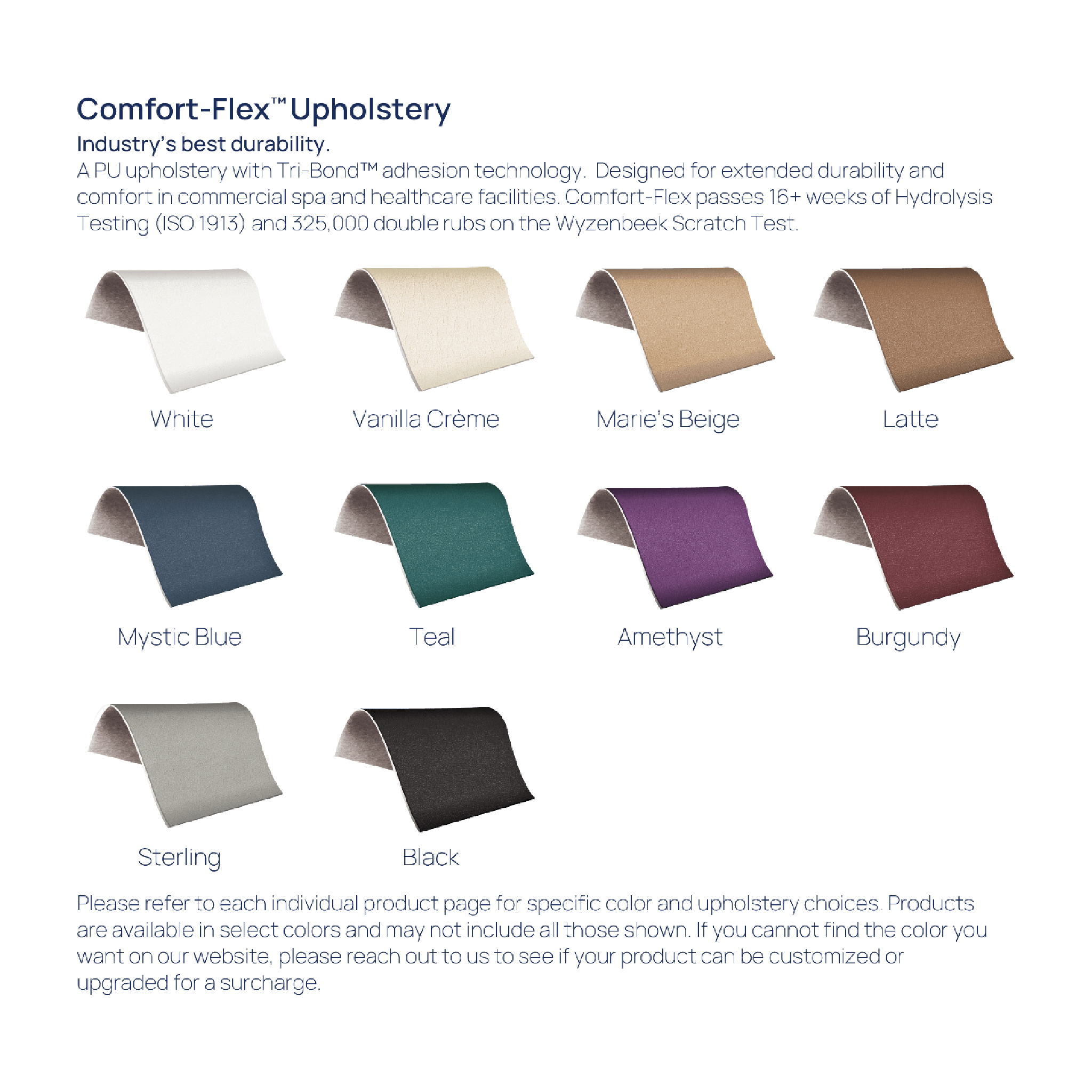 EarthLite Comfort-Flex Upholstery Colours