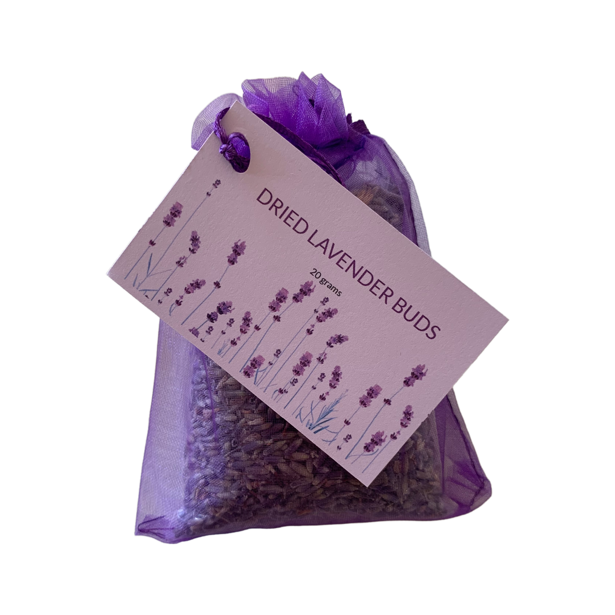 Dried Lavender Buds - 20 grams - Purple Organza Bag