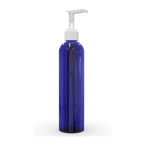 Cobalt Blue PET Bullet Bottle with White Pump