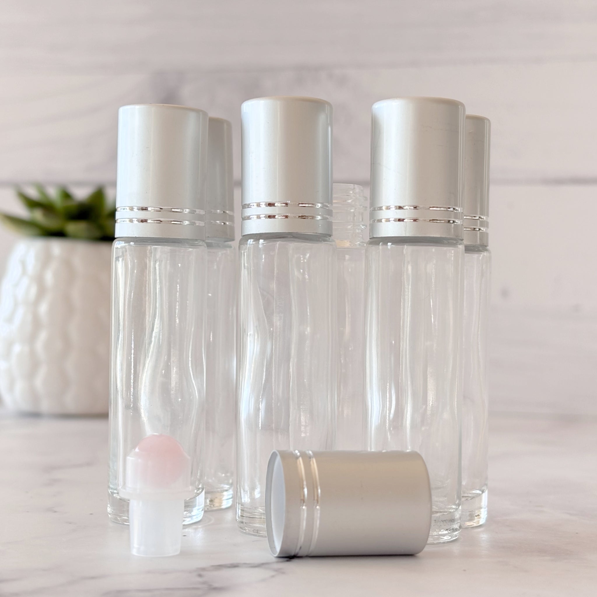 Essential Oil Roller with Rose Quartz Rollerball