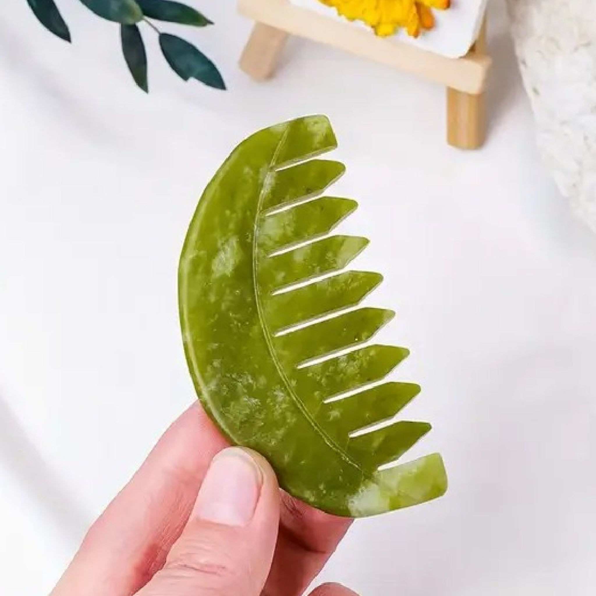 Crescent Moon Jade Massage Comb