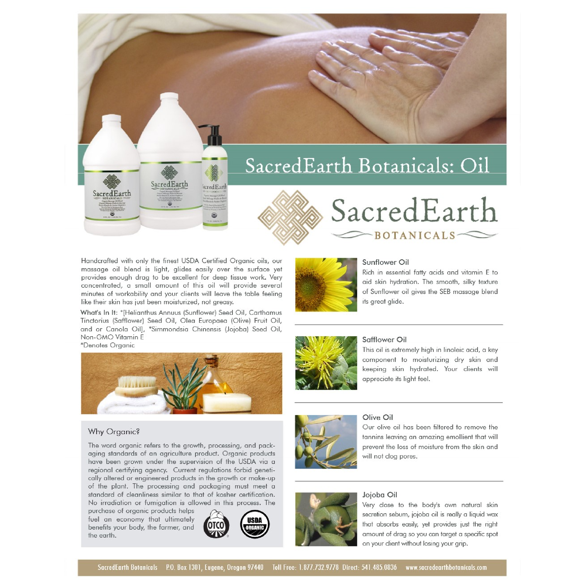 SacredEarth Botanicals Massage Oil USDA Organic