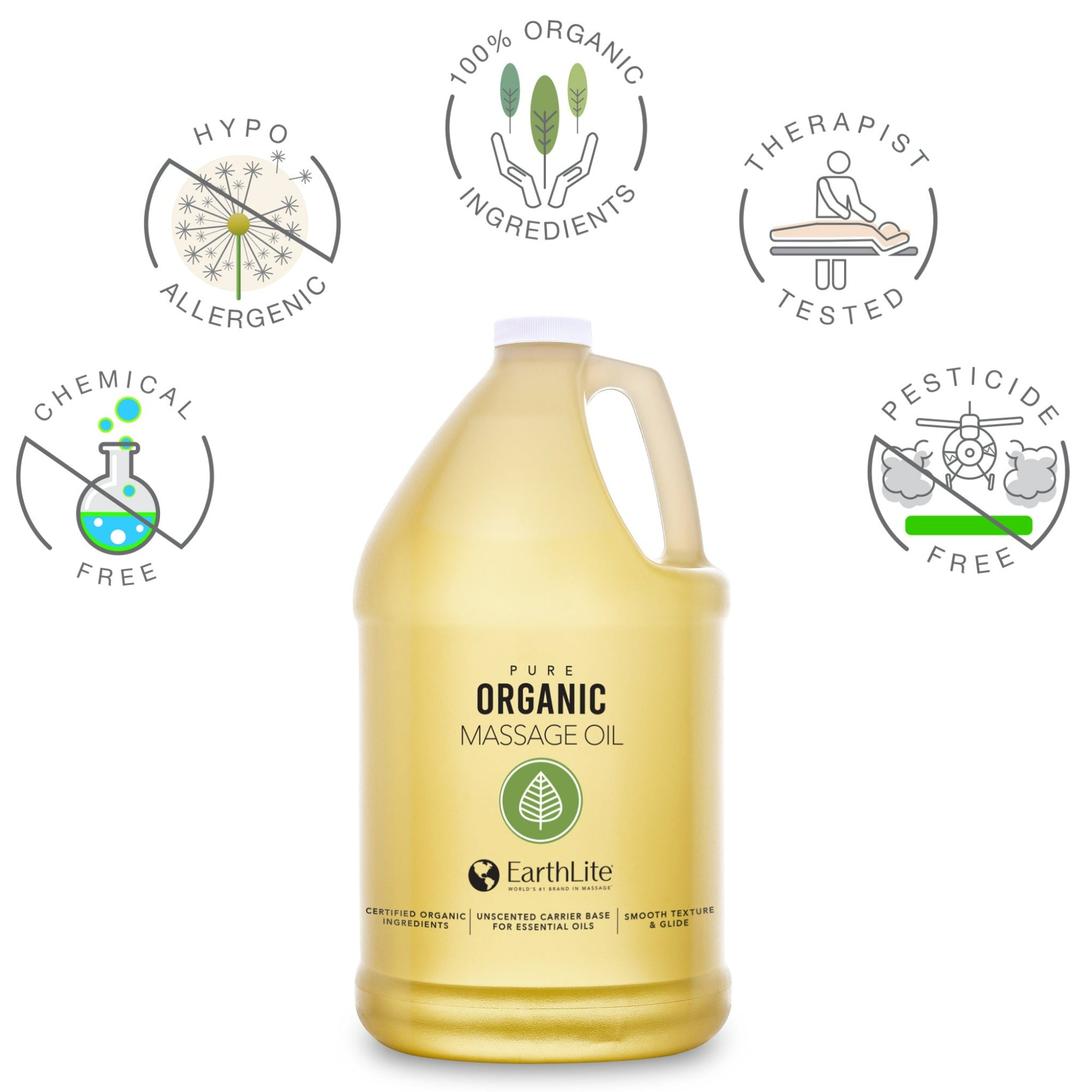 EarthLite Unscented Pure Organic Massage Oil