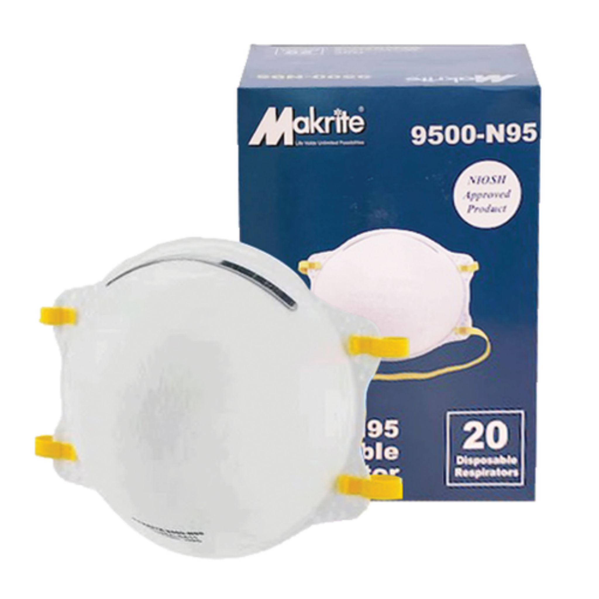 Masque facial - N95 - Respirateur - Paquet de 20 - Approuvé NIOSH