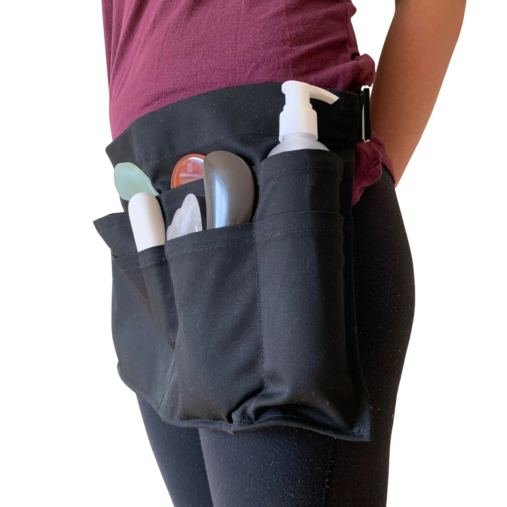 Stone Waist Apron - Black - with Buckle Closure & 8 Pockets