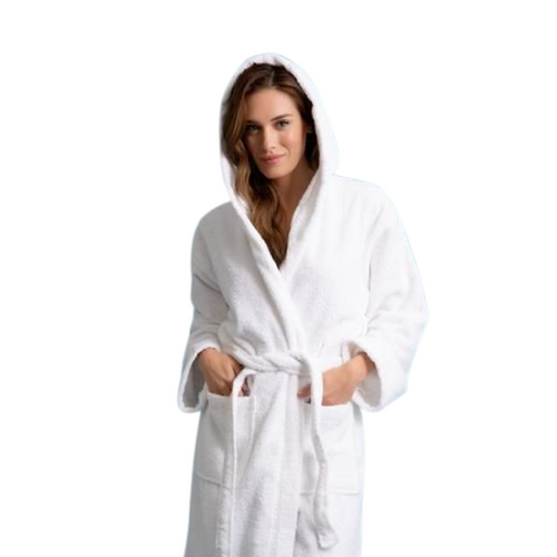 White Bath Robe with Hood Canada 100% Cotton
