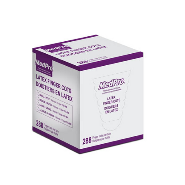 MedPro Latex, Powder-Free Finger Cots, 288 per box